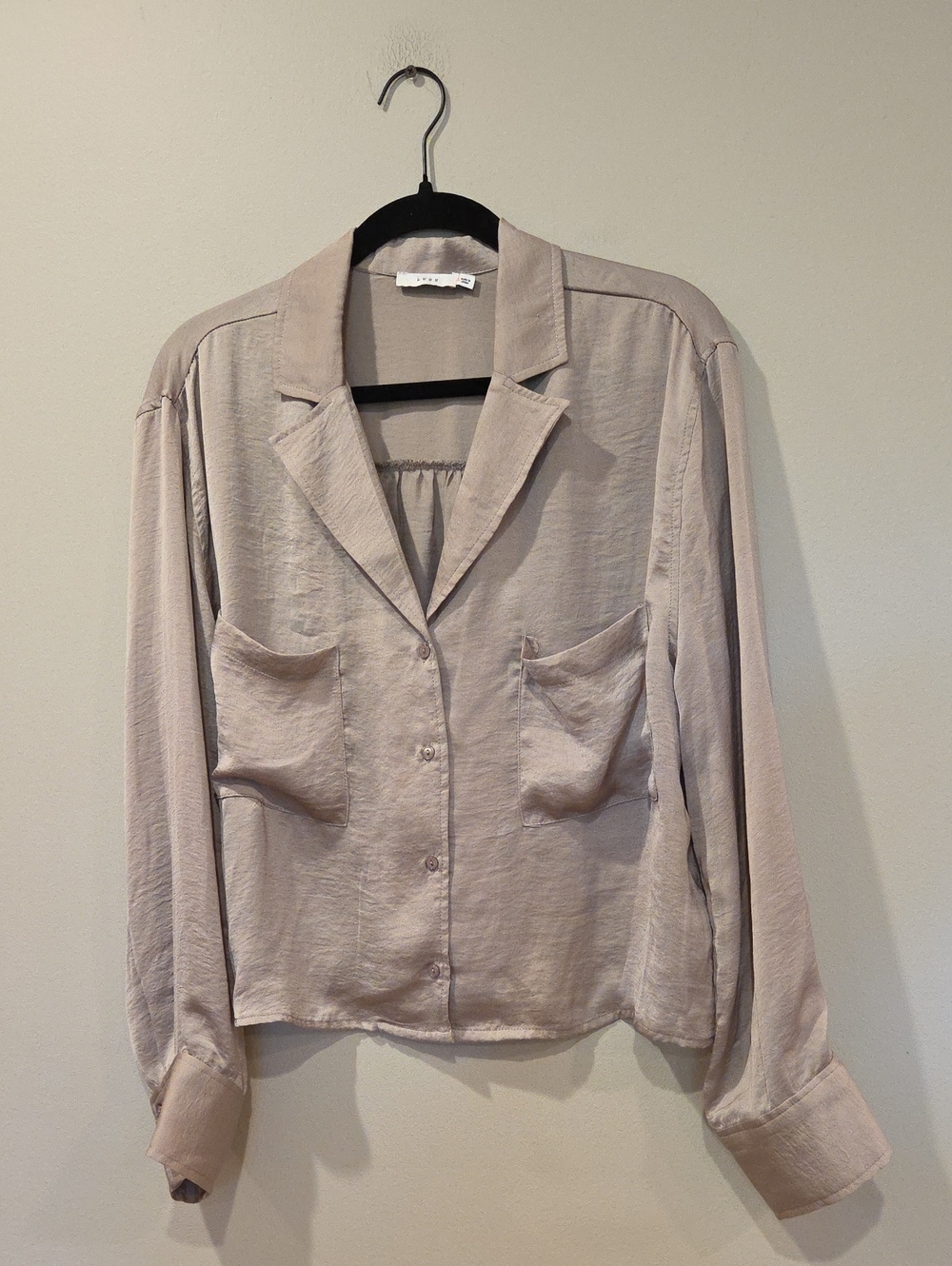 LUSH Champagne Satin Crop Blouse